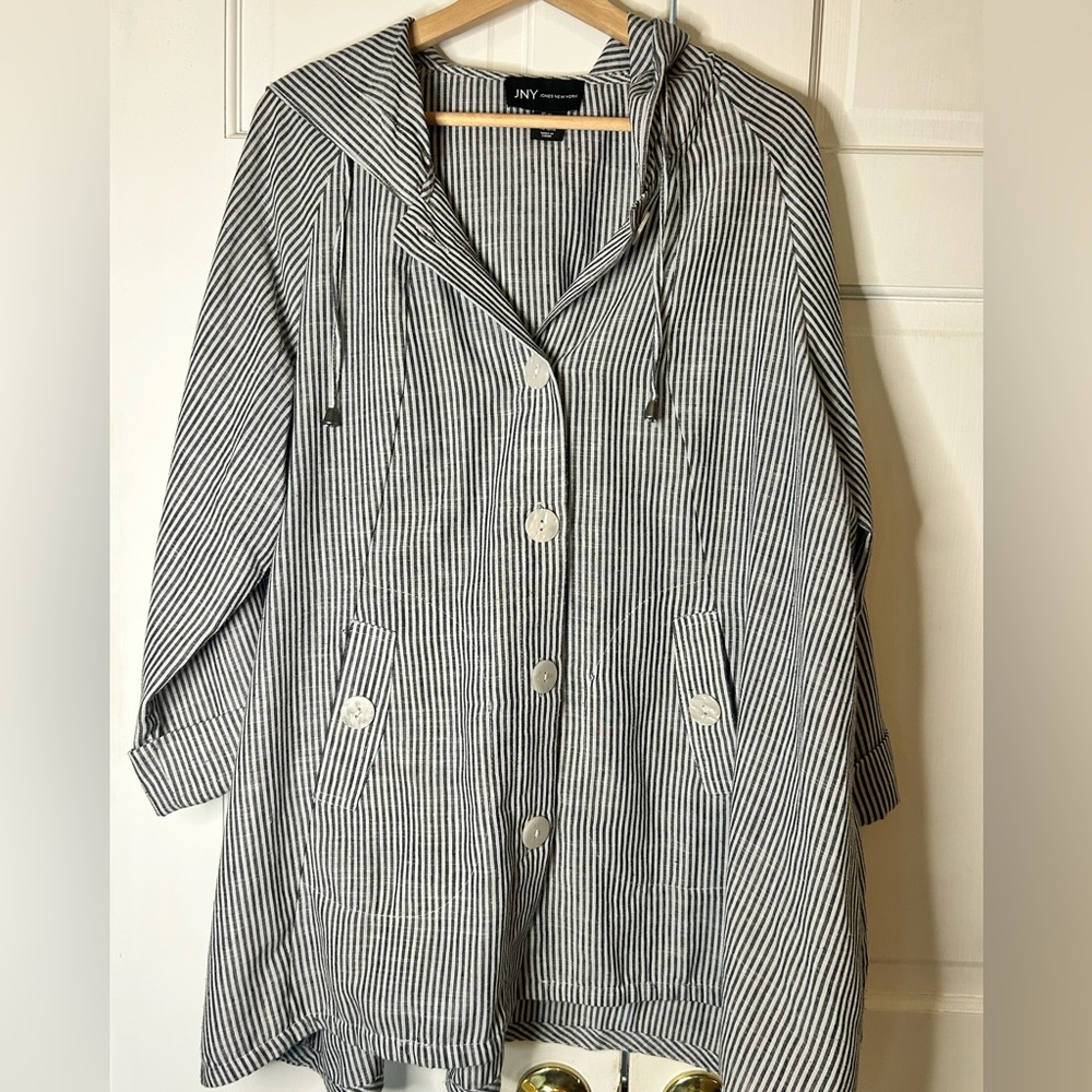 JNY Hooded Linen Cotton Blend Jacket